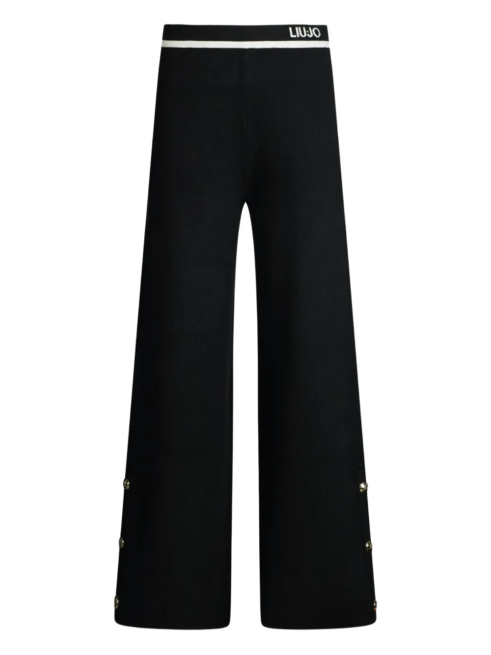 LIU JO logo-detail button straight trousers Zwart