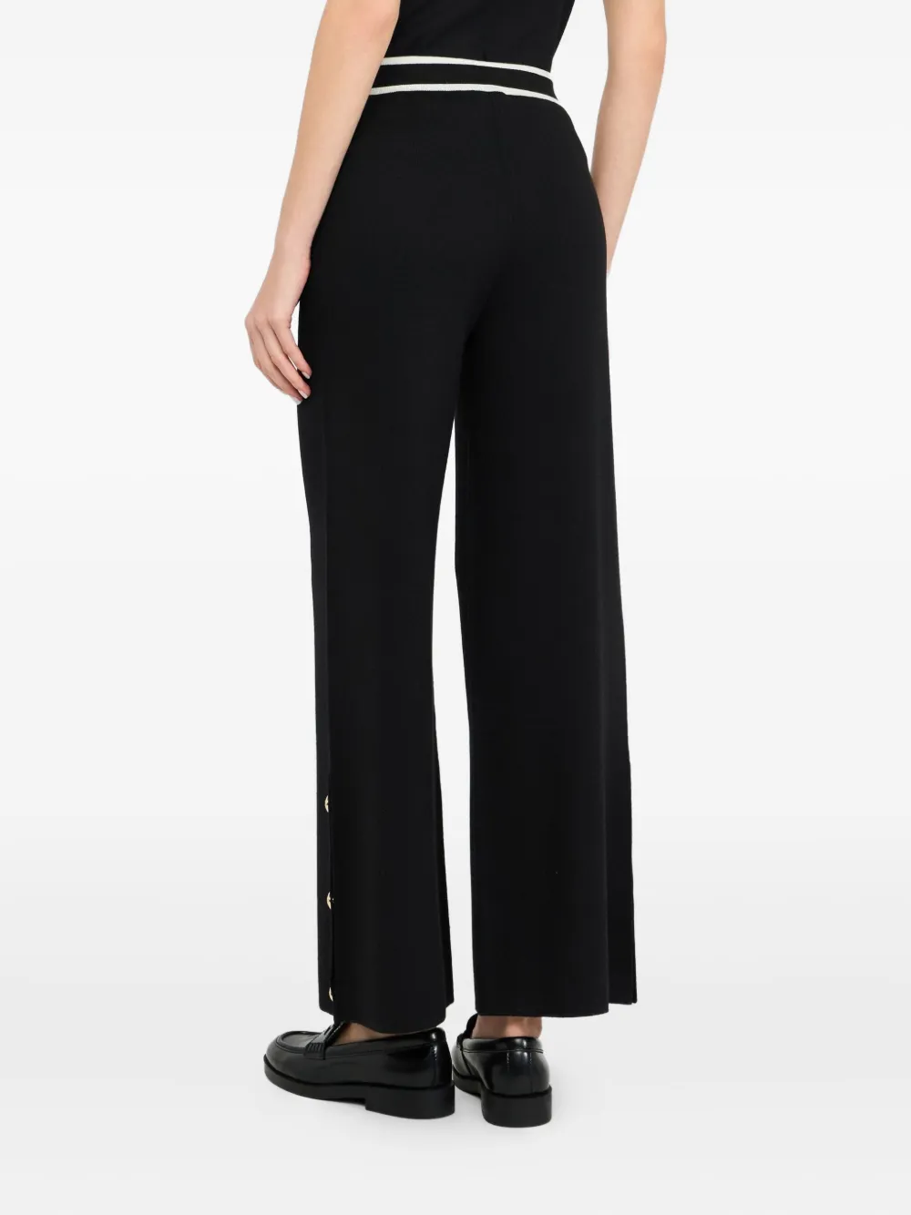 LIU JO logo-detail button straight trousers Zwart