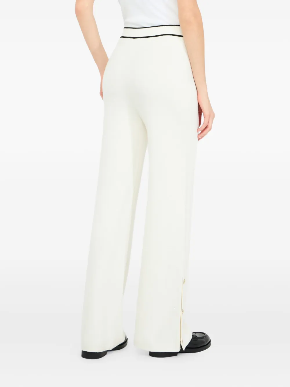 LIU JO logo-jacquard side-button trousers Wit