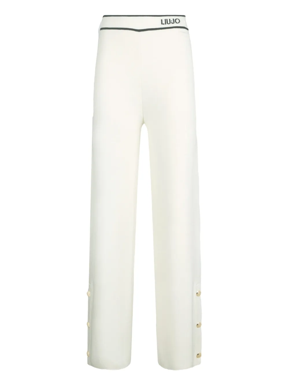 LIU JO logo-jacquard side-button trousers Wit