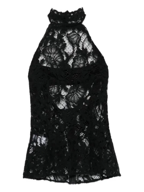 MANURÍ floral-lace halterneck top