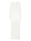 MANURI Sage lace long-sleeve maxi dress - White