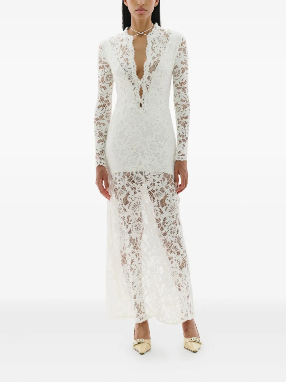 MANURI Sage lace long-sleeve maxi dress | Cocktail & Party Dresses | Image 2