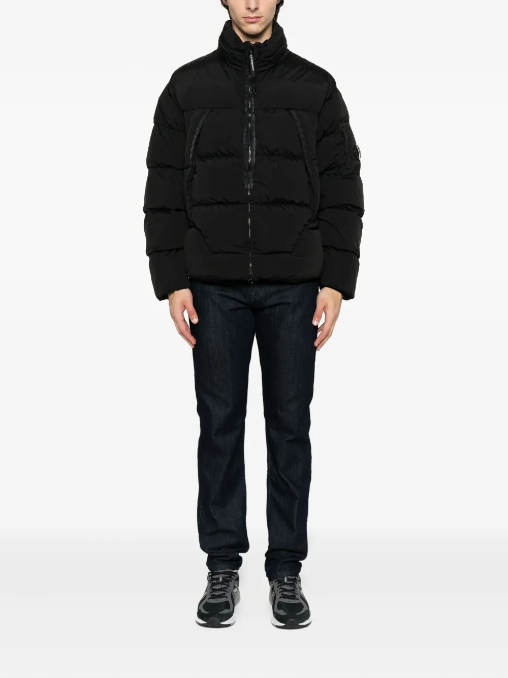 C.P. Company quilted panelled jacket Zwart
