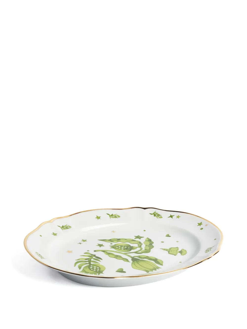 Bitossi Home Eden Floral-gold-rimmed Tray (34cm) In White