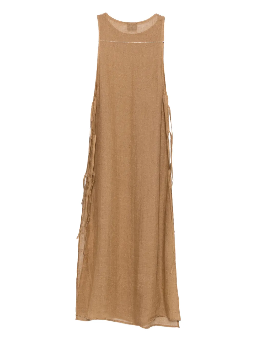 Le Kasha Jarajus Linen Side-slit Maxi Dress In Nude