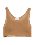 Le Kasha linen scoop-neck tank top - Brown