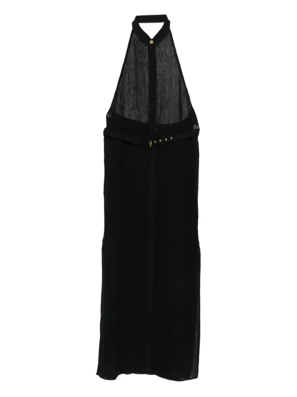 Le Kasha Jabal Halterneck Belted Midi Dress in Black