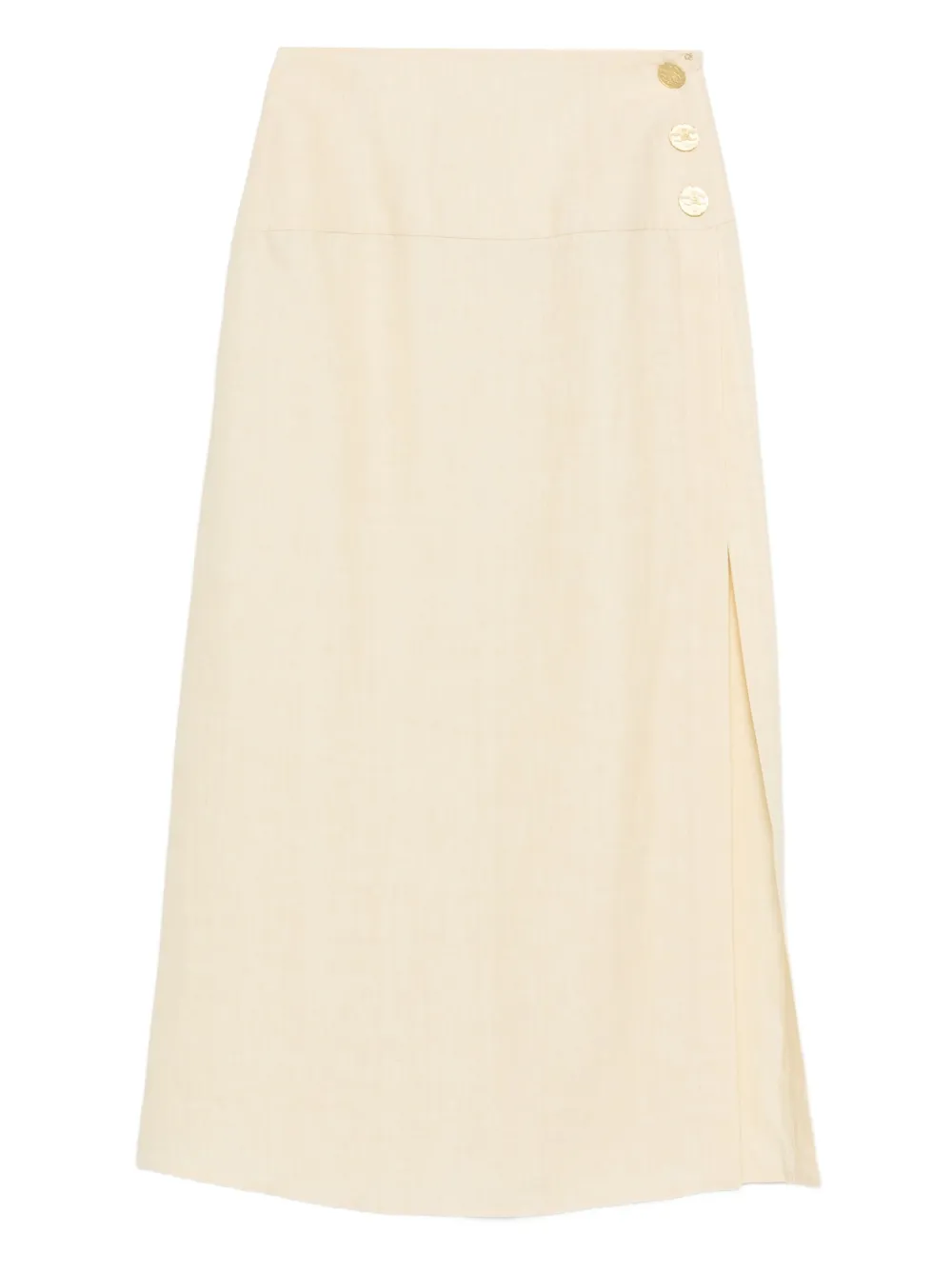 Le Kasha button-front split skirt Geel