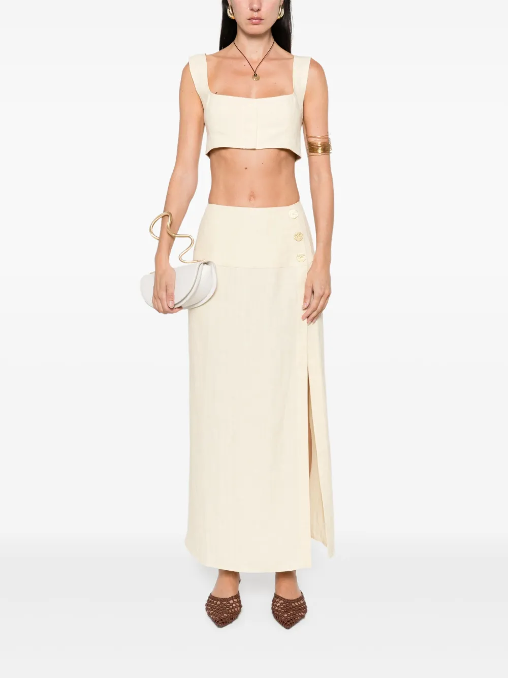 Le Kasha button-front split skirt | High-Waisted Skirts | Image 2