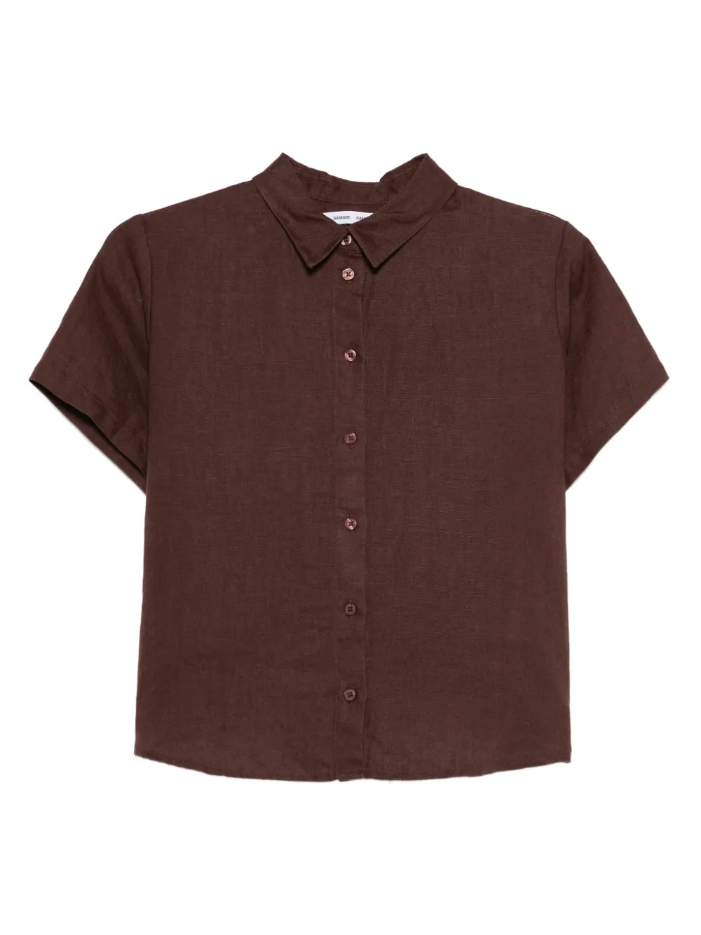 Samsoe & Samsoe Button-front Linen Shirt In Brown