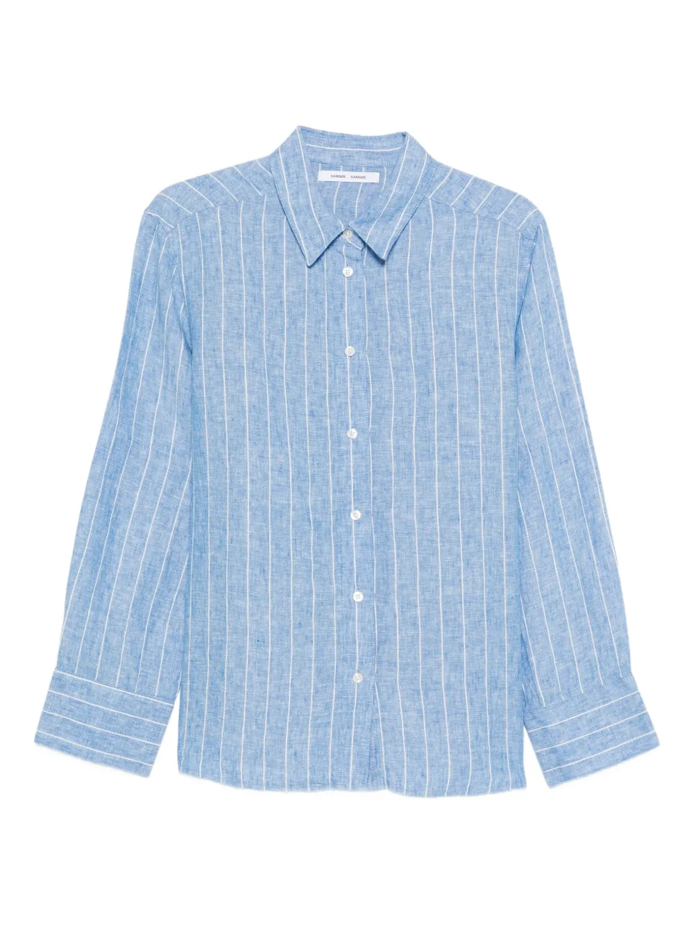 Samsoe & Samsoe Striped Linen Shirt In Blue