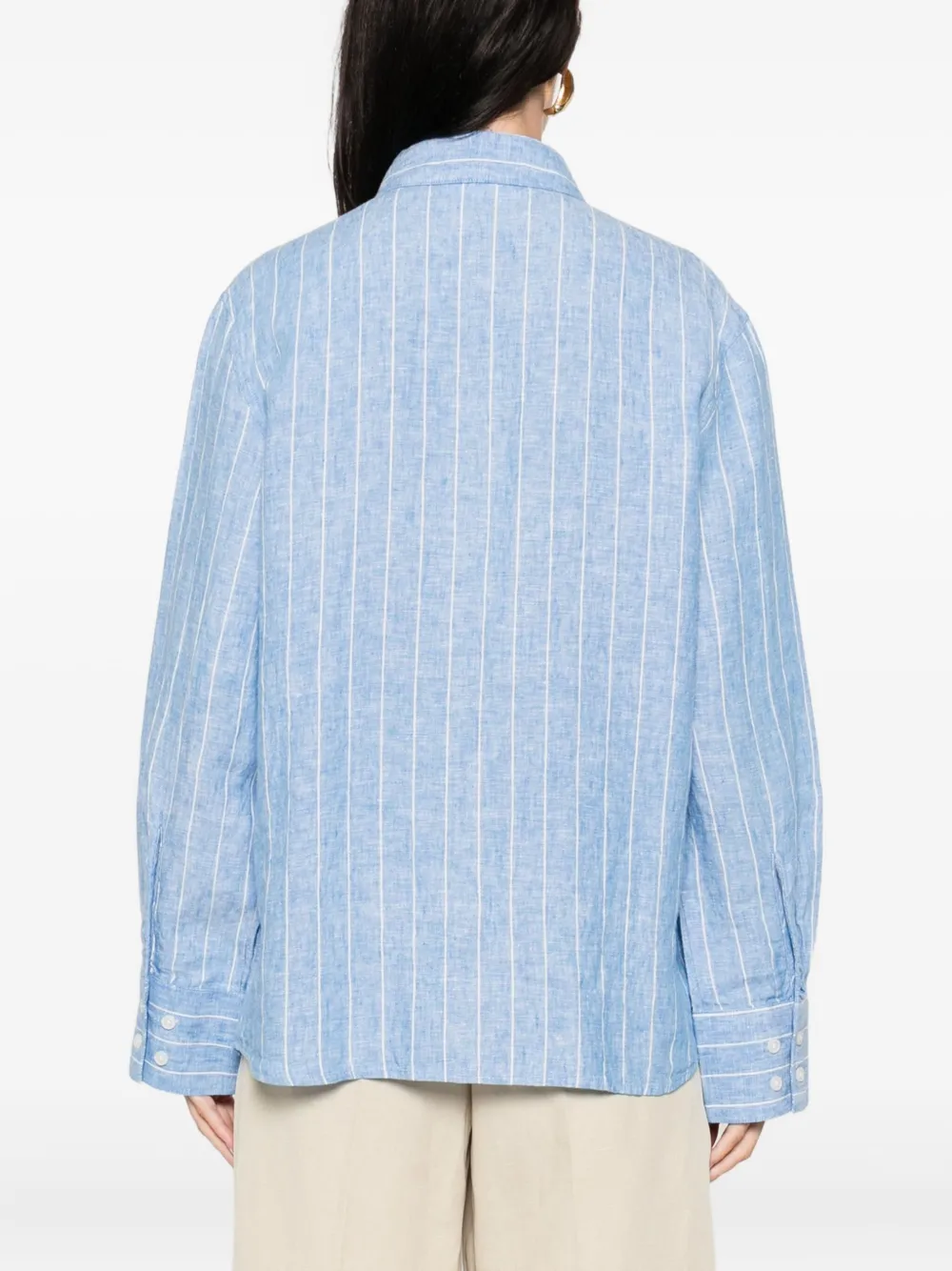 Samsoe & Samsoe Striped Linen Shirt In Blue