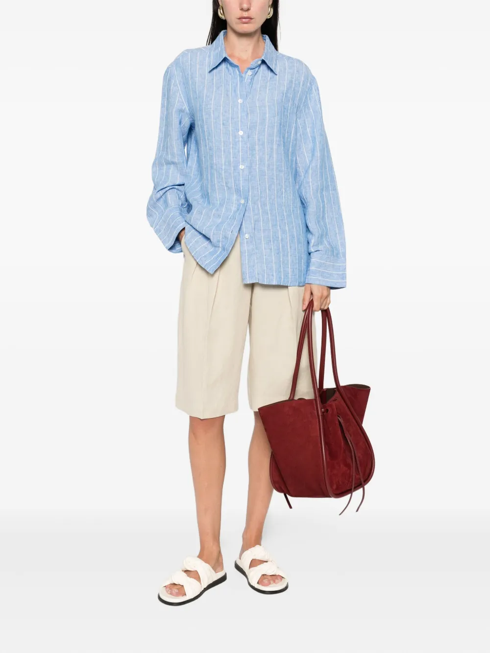 Samsoe & Samsoe Striped Linen Shirt In Blue