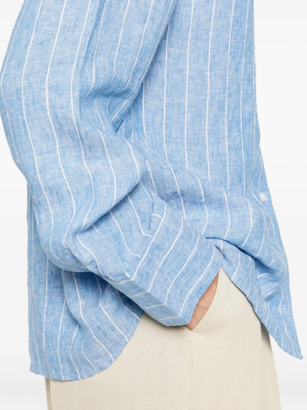 Samsoe & Samsoe Striped Linen Shirt In Blue