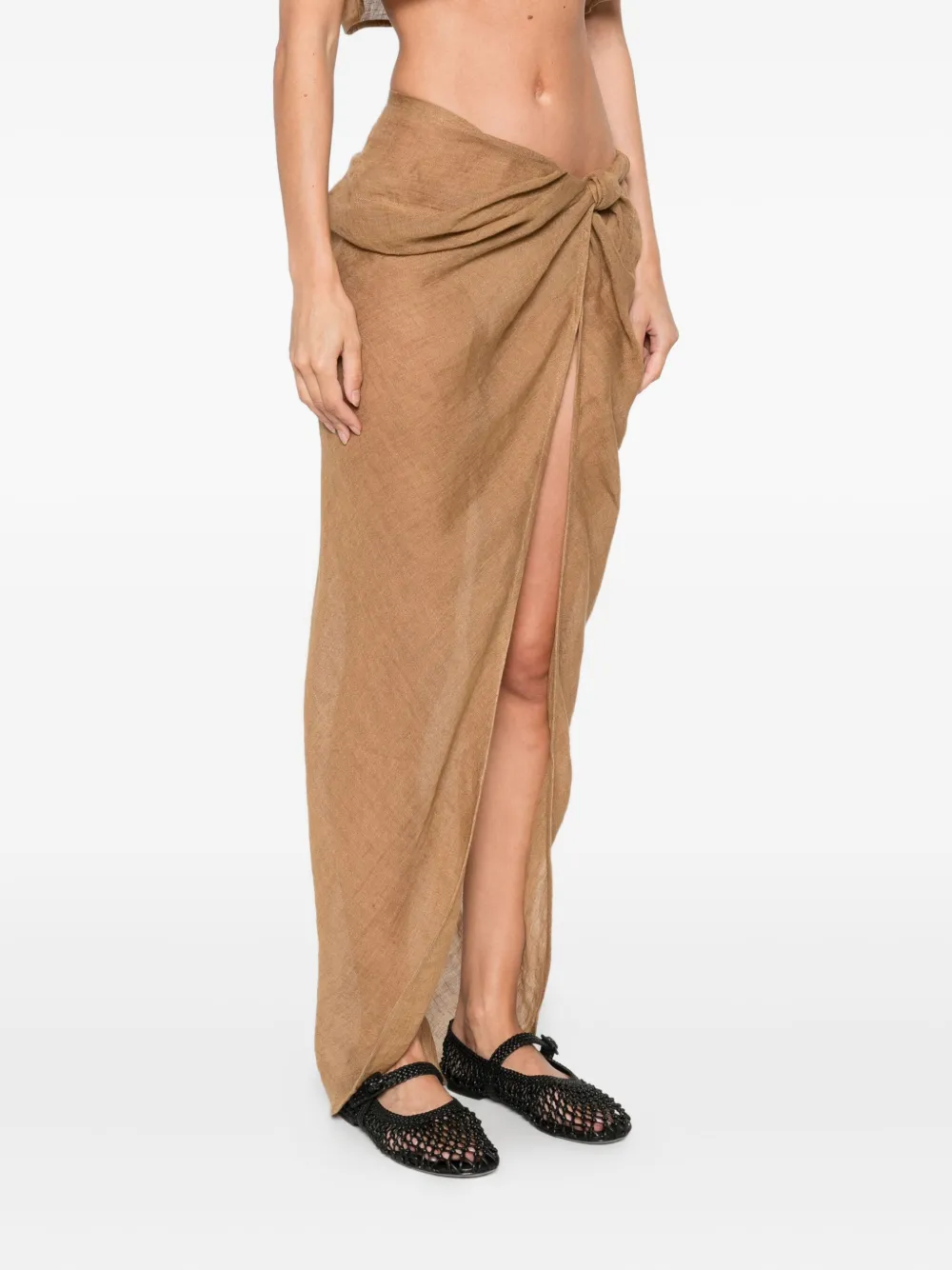 Le Kasha knotted linen skirt Bruin