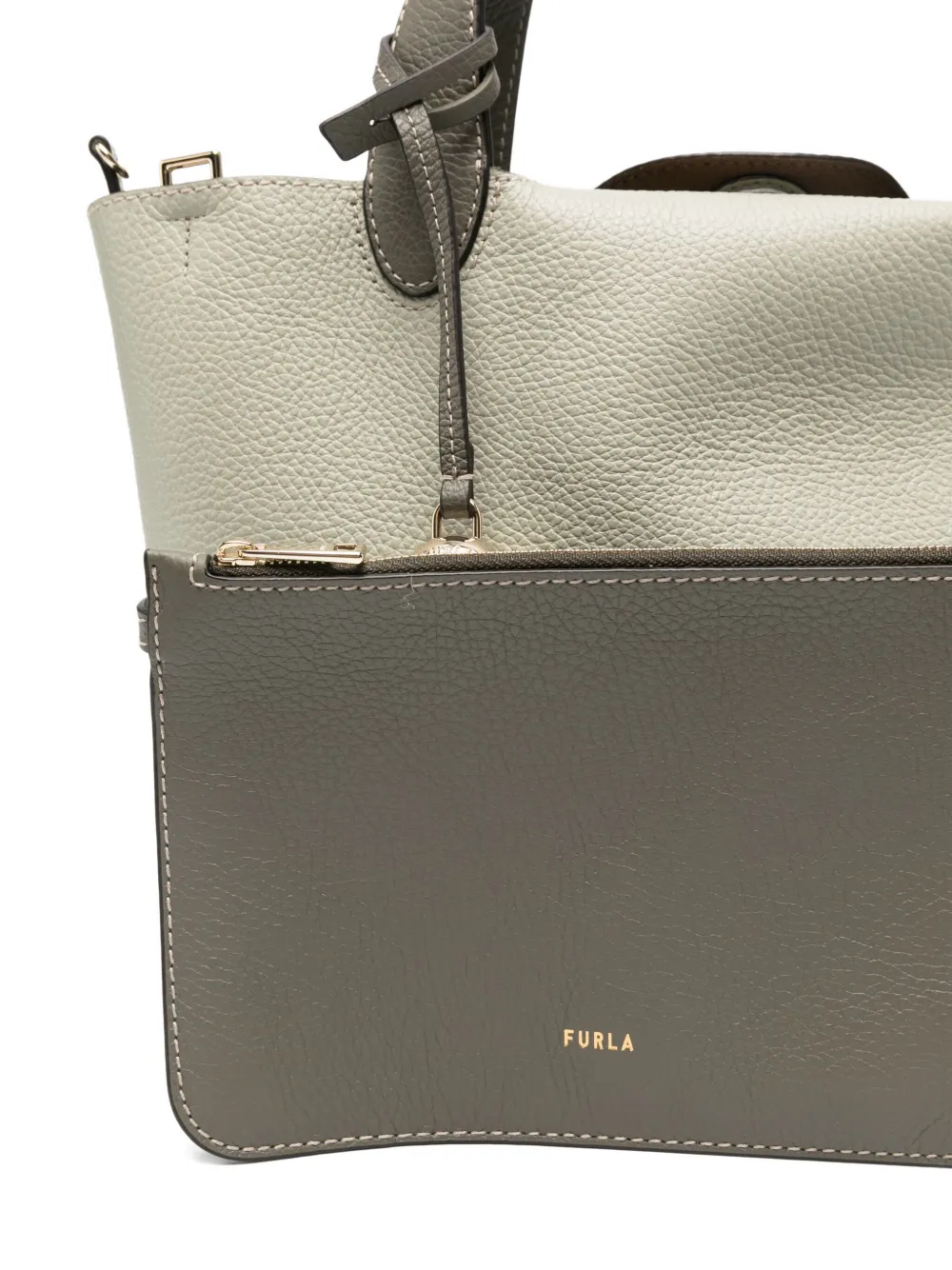 Furla Primrose Two-tone Leather Tote Bag In Green