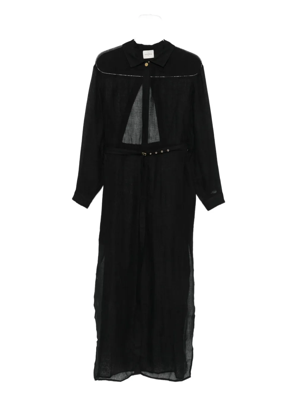 Le Kasha Linen Midi Dress In Black