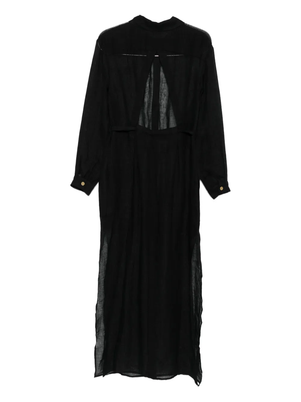 Le Kasha Linen Midi Dress In Black