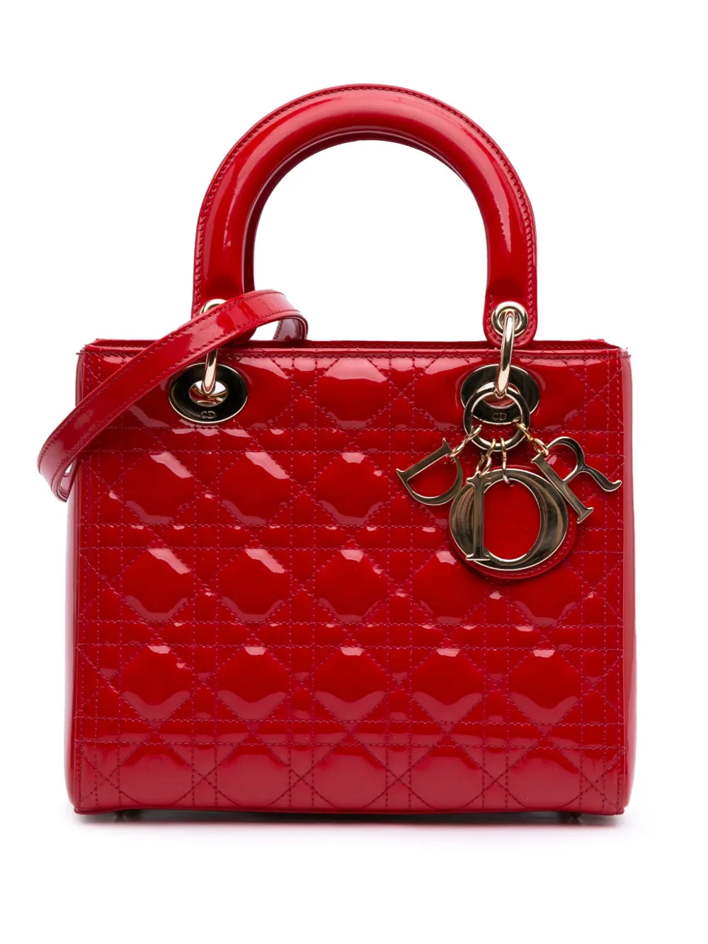Christian Dior Pre-Owned 2015 Medium Patent Cannage Lady Dior satchel | Red | Image 1