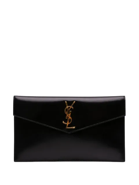 Saint Laurent Pre-Owned 2019 Smooth Shiny Calfskin Monogram Uptown Pouch clutch bag