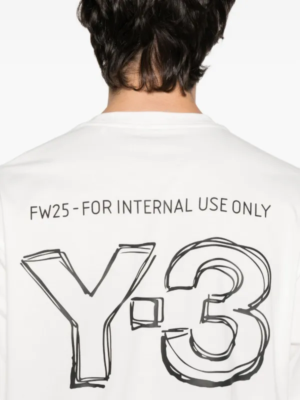 【送料&関税込】Y-3 White Cotton T-shirt With Graphic Print Y-3 White Graphic Print T-Shirt – Zoo Fashions