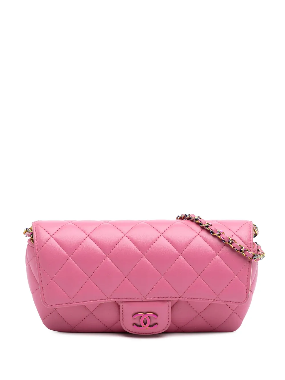 CHANEL Pre-Owned 2021 ココマーク マトラッセ ラムスキン サングラスケース ウィズチェーン ショルダーバッグ - CHANEL Pre-Owned 2021 ココマーク マトラッセ ラムスキン サングラスケース ウィズチェーン ショルダーバッグ -