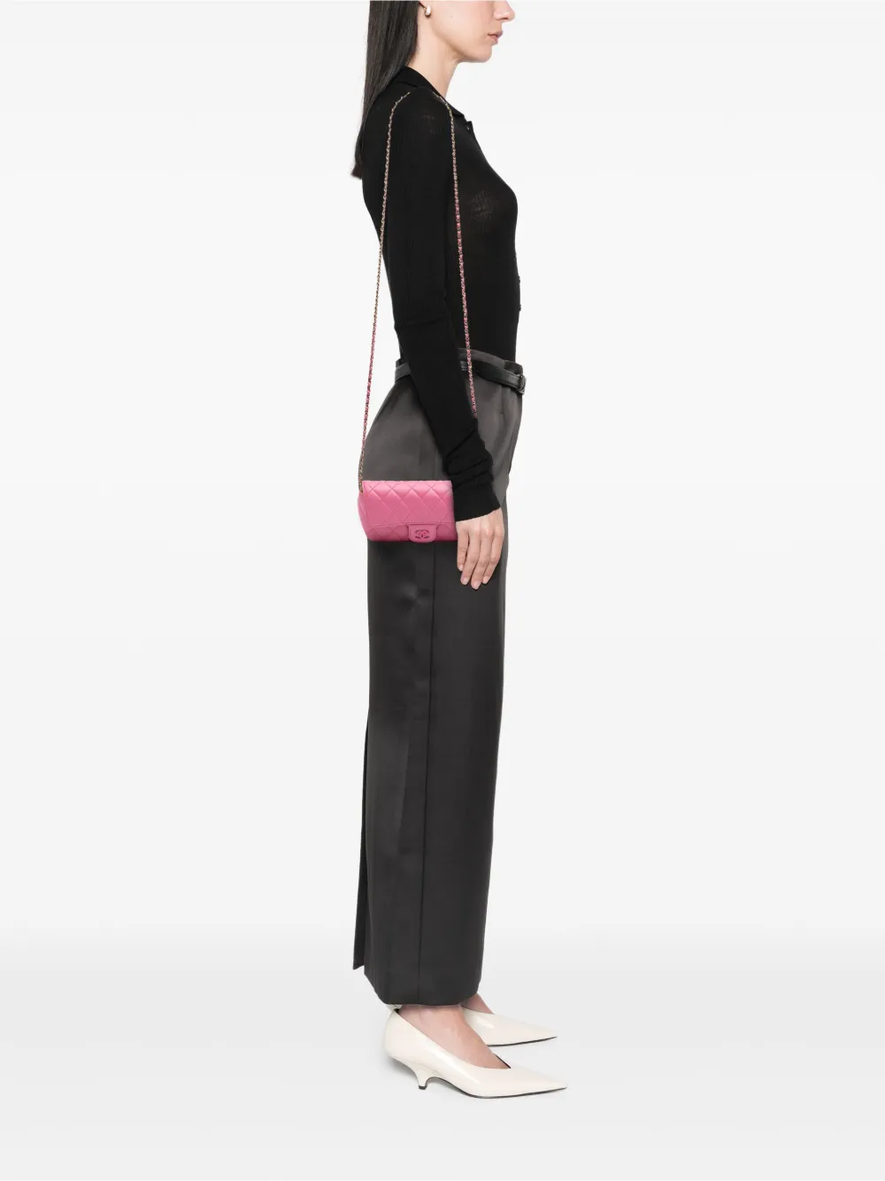 CHANEL Pre-Owned 2021 CC Quilted Lambskin Sunglasses Case with Chain crossbody bag | Pre-Owned | Image 2