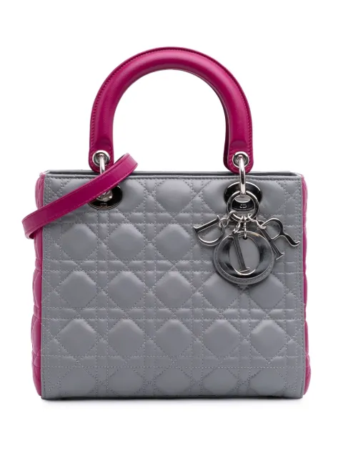 Christian Dior Pre-Owned 2014 Medium Bicolor Lambskin Cannage Lady Dior satchel