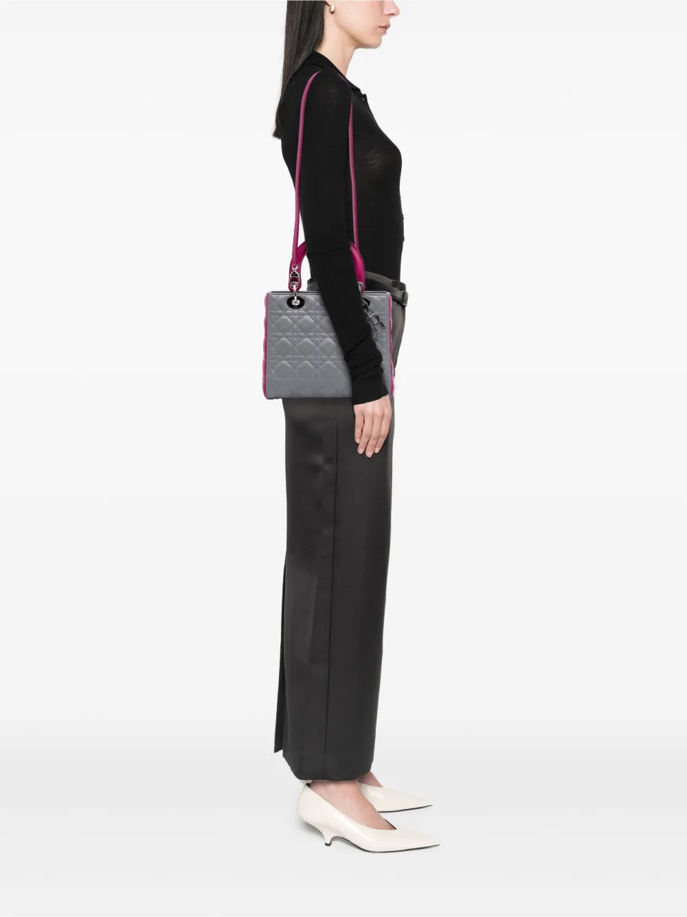 Christian Dior Pre-Owned 2014 Medium Bicolor Lambskin Cannage Lady Dior satchel | Pre-Owned | Image 2