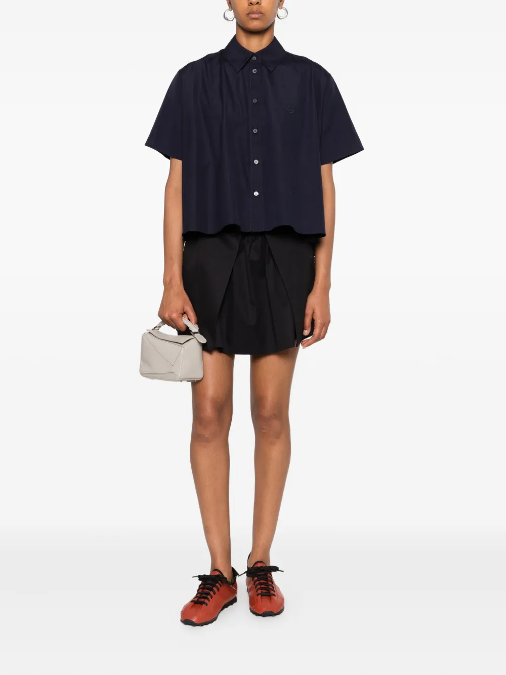LOEWE Trapeze blouse met korte mouwen - Blauw