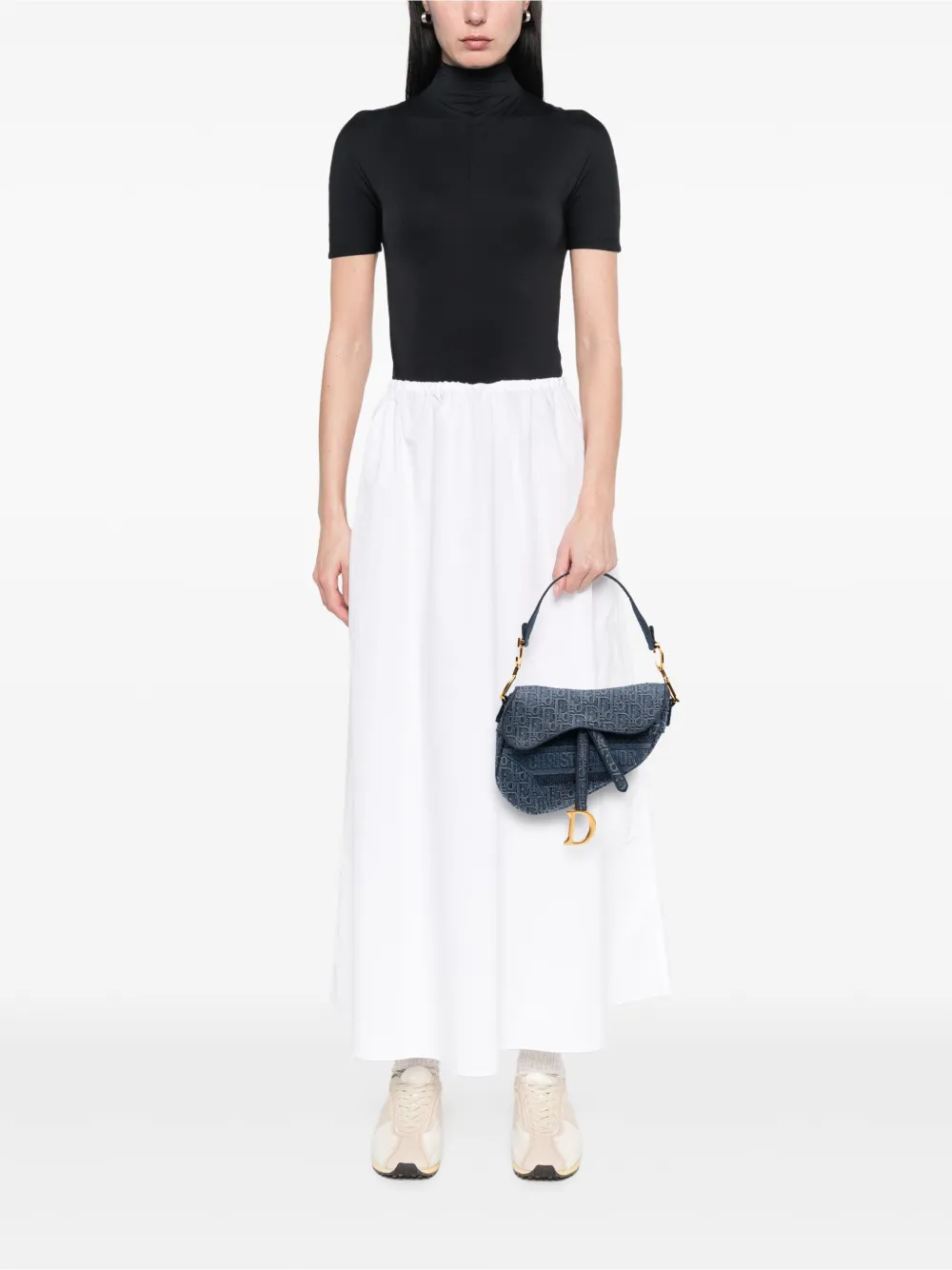 Christian Dior Pre-Owned 2019 Oblique Embroidered Denim Saddle Bag shoulder bag | Pre-Owned | Image 2