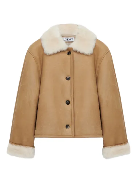 LOEWE shearling-collared button jacket