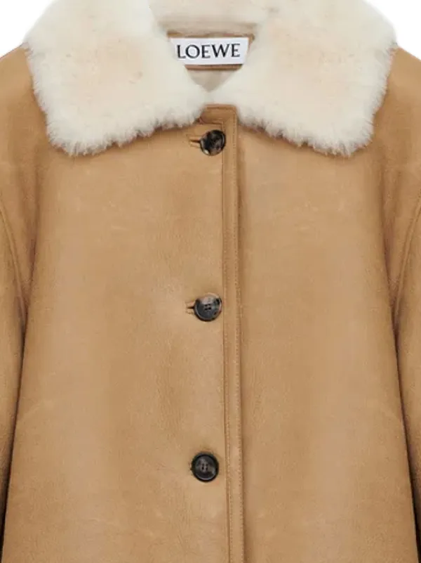 LOEWE shearling-collared Button Jacket | Neutrals | FARFETCH