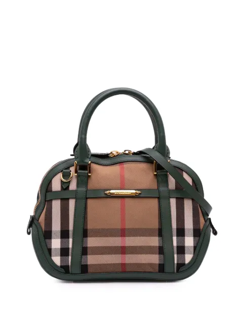 Burberry Pre-Owned 2000-2024 Small Leather Trimmed House Check Canvas Bridle Orchard satchel