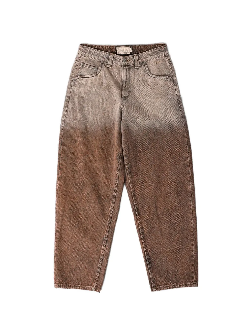 dime embroidered baggy jeans - Marrone