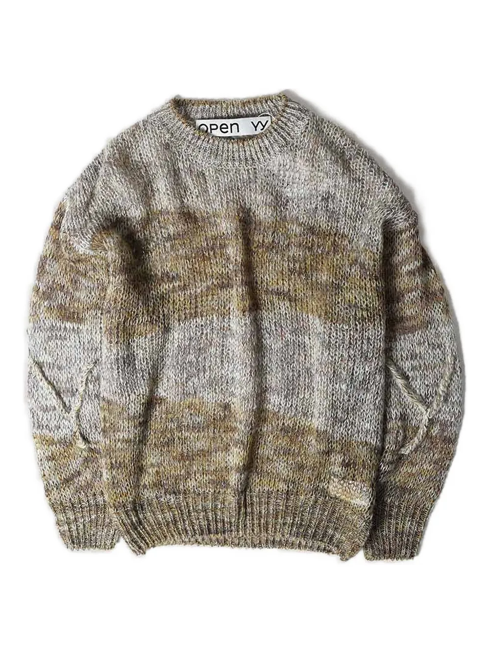 Open Yy Speckled Striped Sweater In Brown