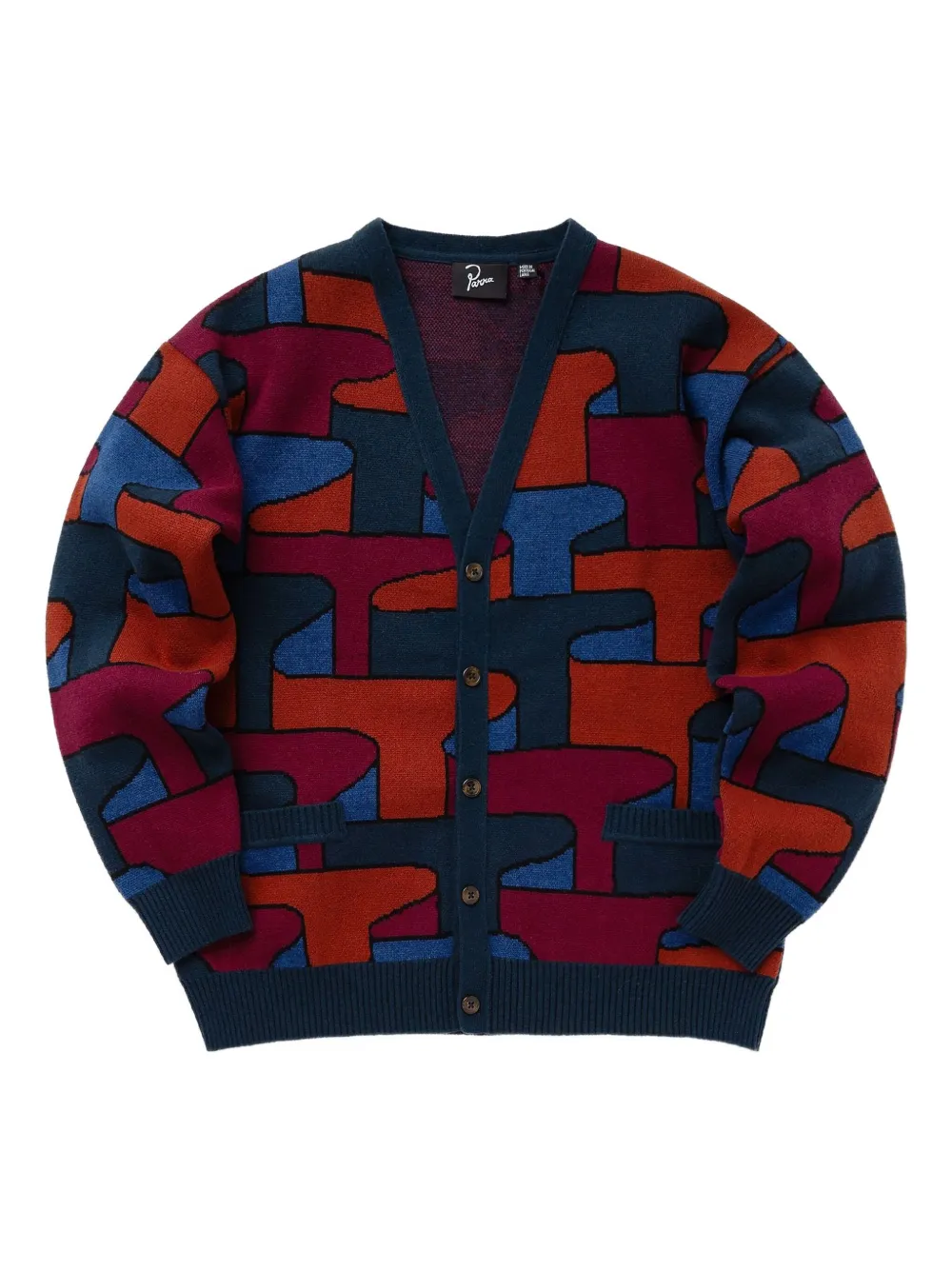 BY PARRA abstract-pattern button cardigan | Red | Image 1