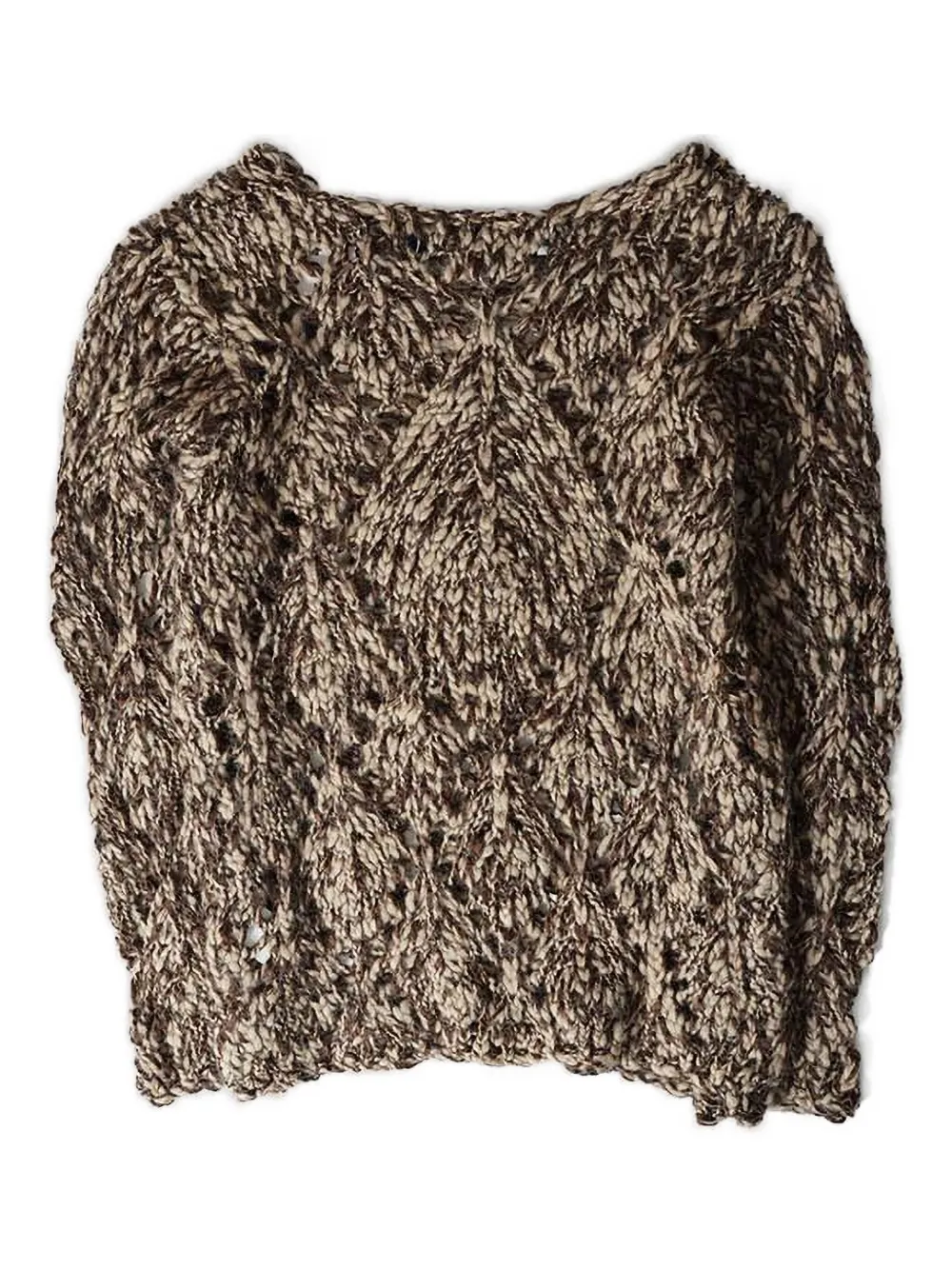 Open Yy Pointelle-argyle Sweater In Animal Print