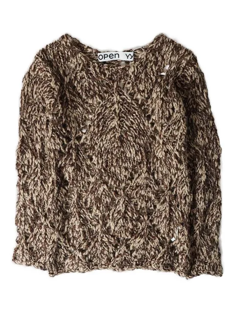 Open YY pointelle-argyle sweater
