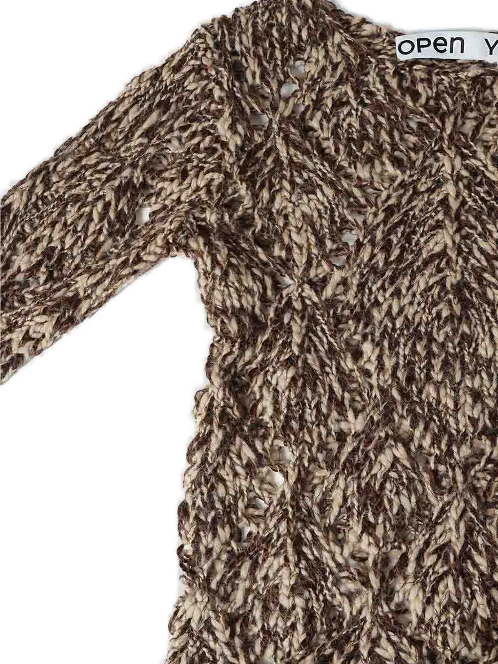 Open Yy Pointelle-argyle Sweater In Animal Print
