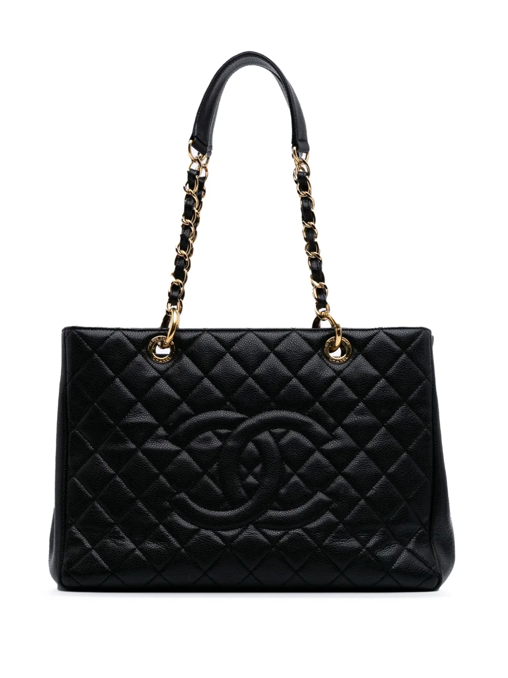 CHANEL Pre-Owned 2012 キャビア グランド ショッピング トートバッグ - ブラック CHANEL Pre-Owned 2012 キャビア グランド ショッピング トートバッグ - ブラック