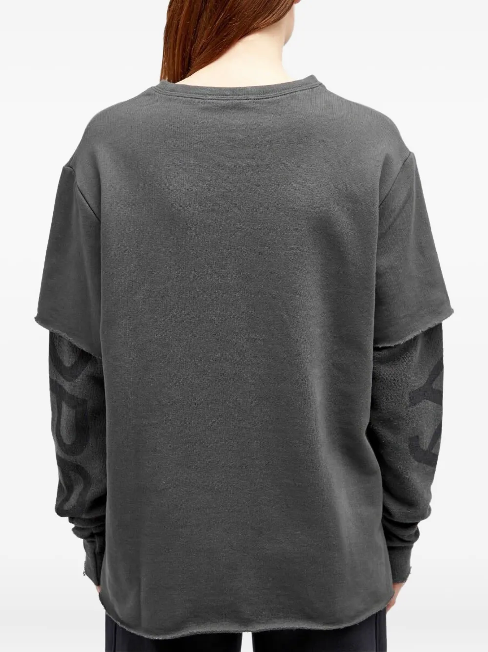 Open Yy Graphic-print Layered-sleeve Top In Gray