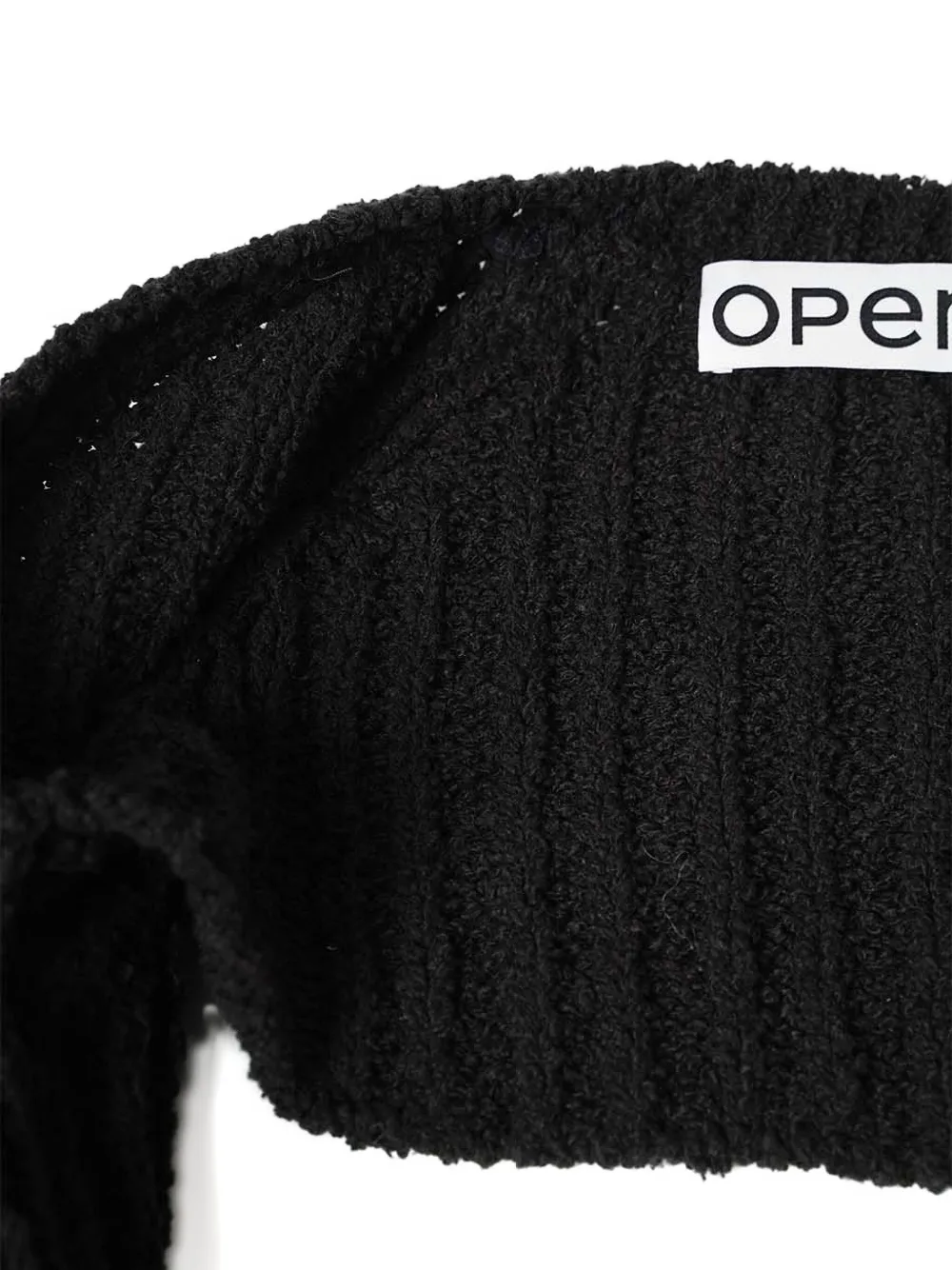 Open Yy Ribbed Cropped Cardigan In Black