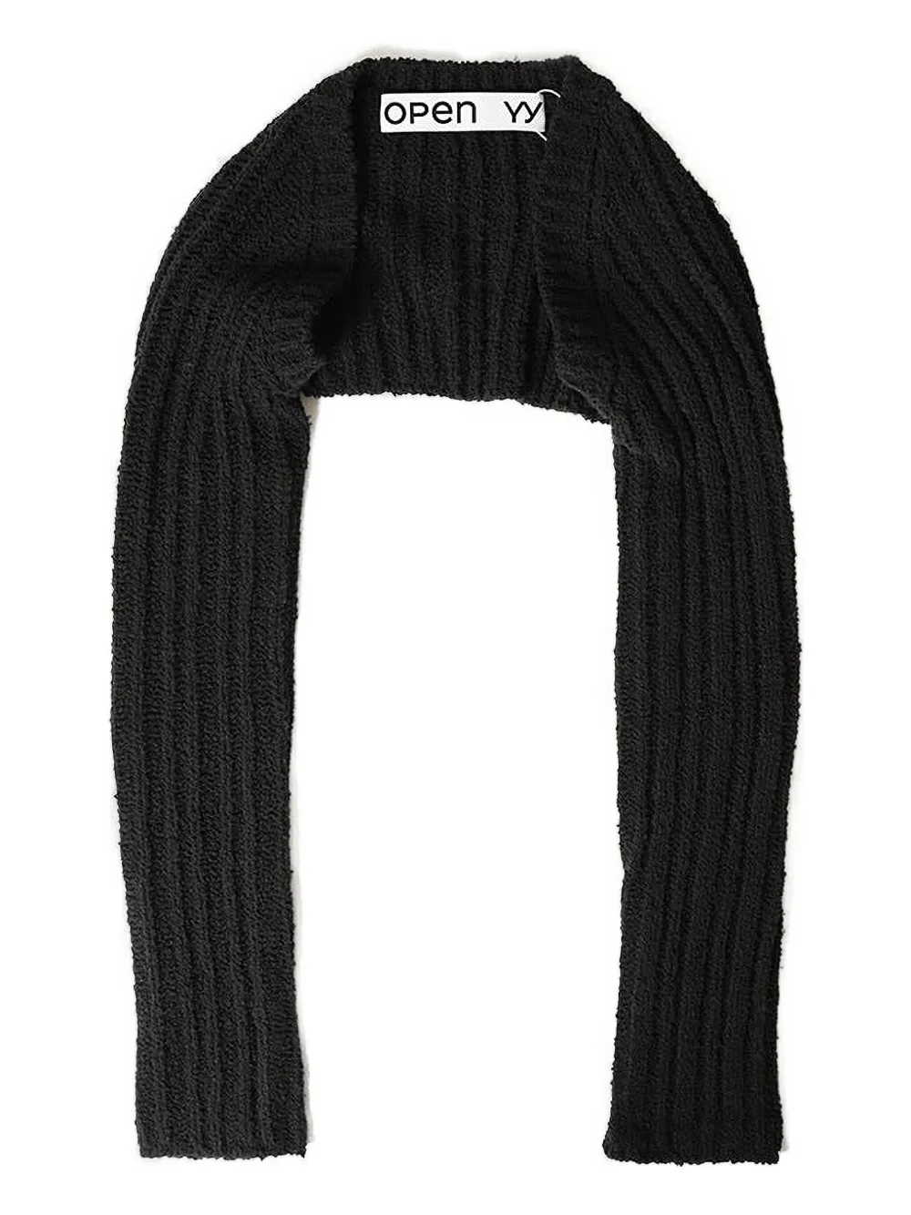 Open Yy Ribbed Cropped Cardigan In Black