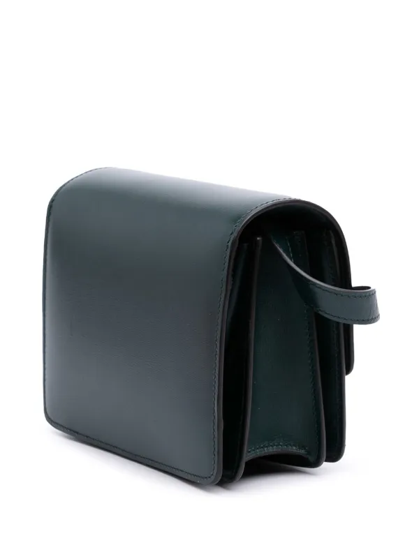 CELINE レザーケース ブラック/ダークグリーン Celine Green Brushed Calfskin Medium Classic Box Bag ○ Labellov