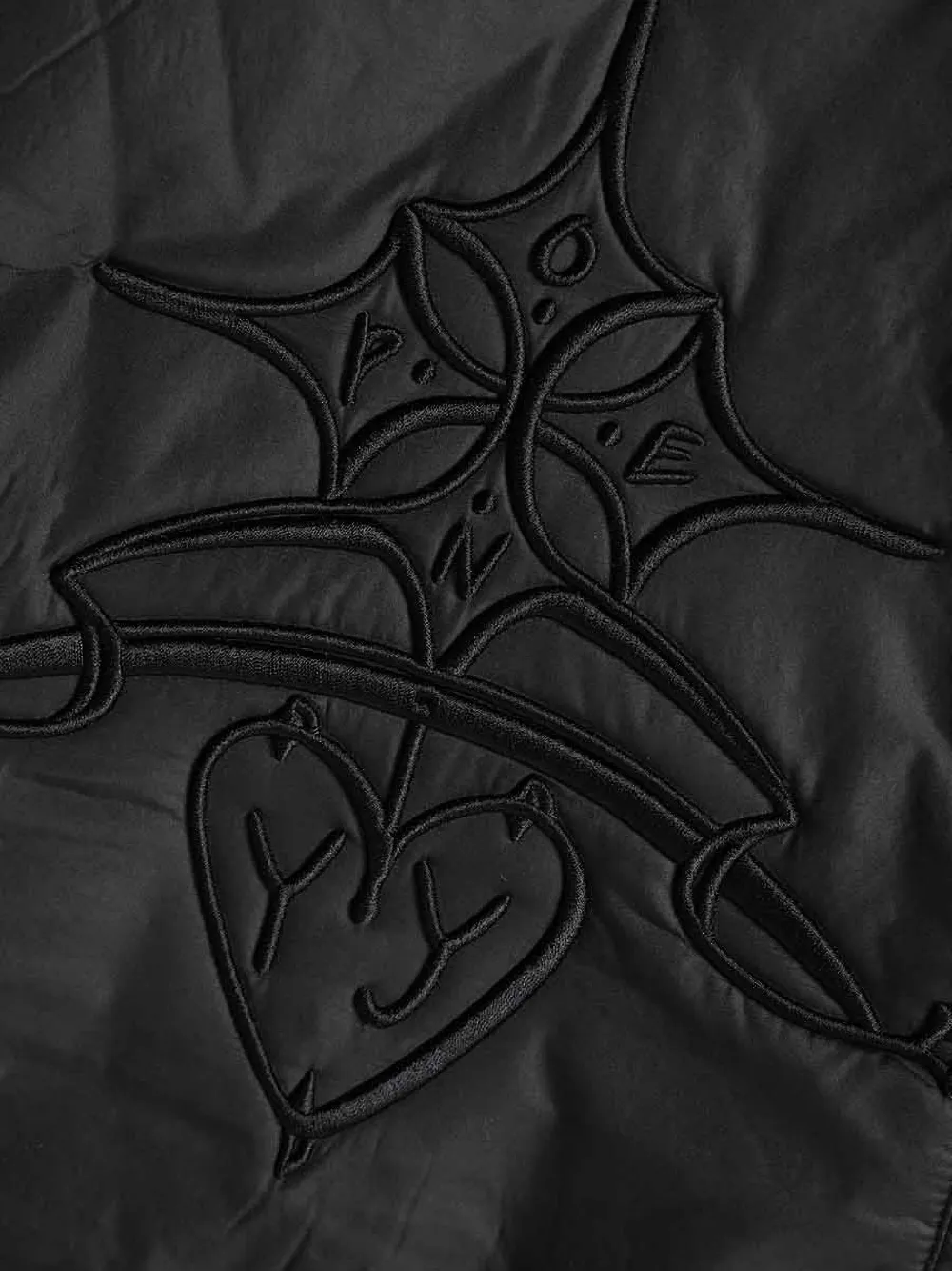  Open Yy Quilted Embroidered Top - Black 
