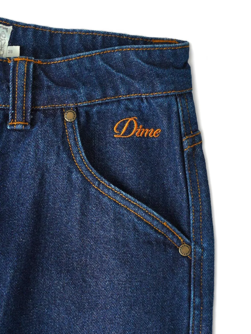 Dime Logo-embroidered Denim Shorts In Blue