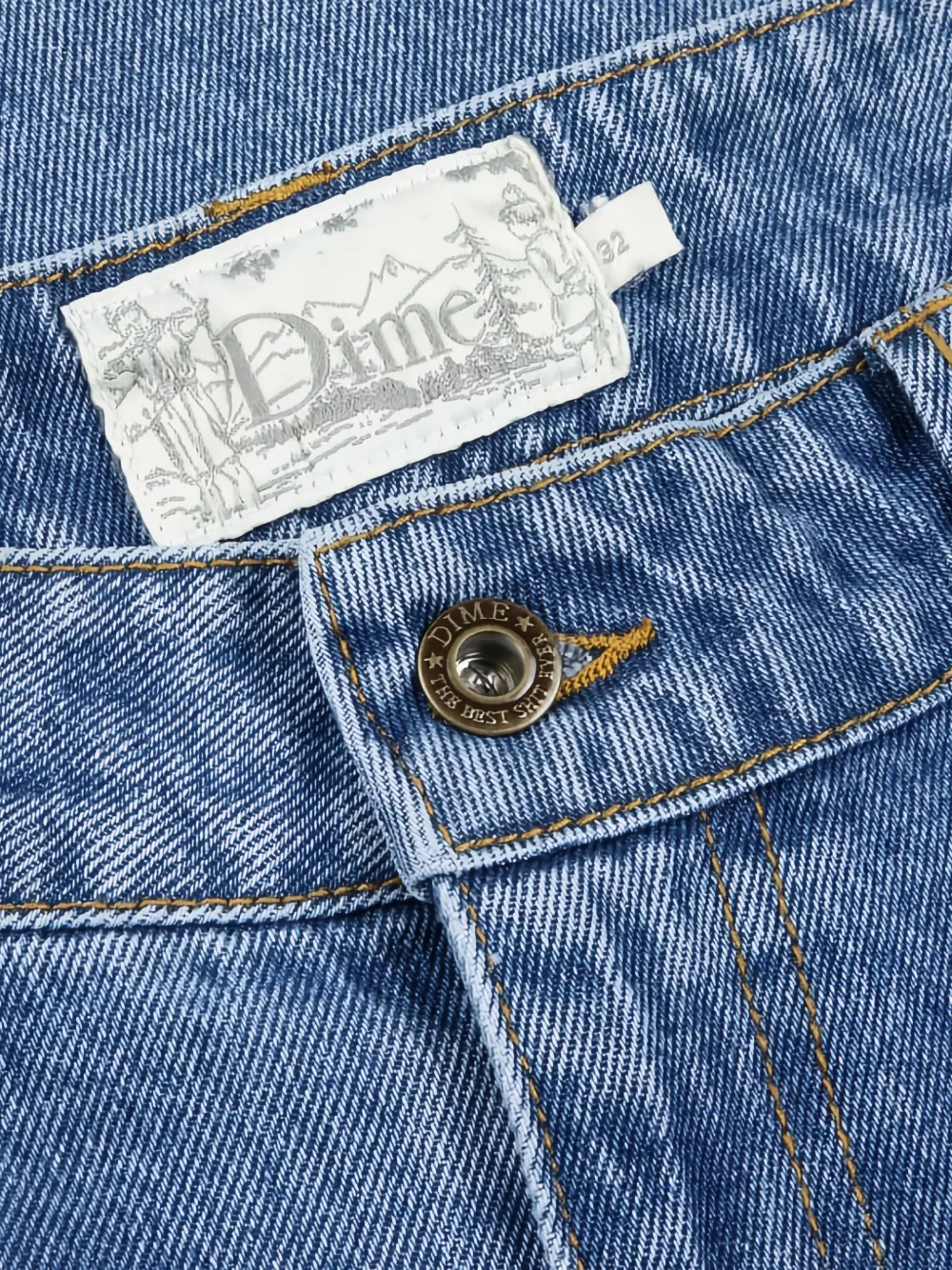 Dime Embroidered-logo Baggy Jeans In Blue