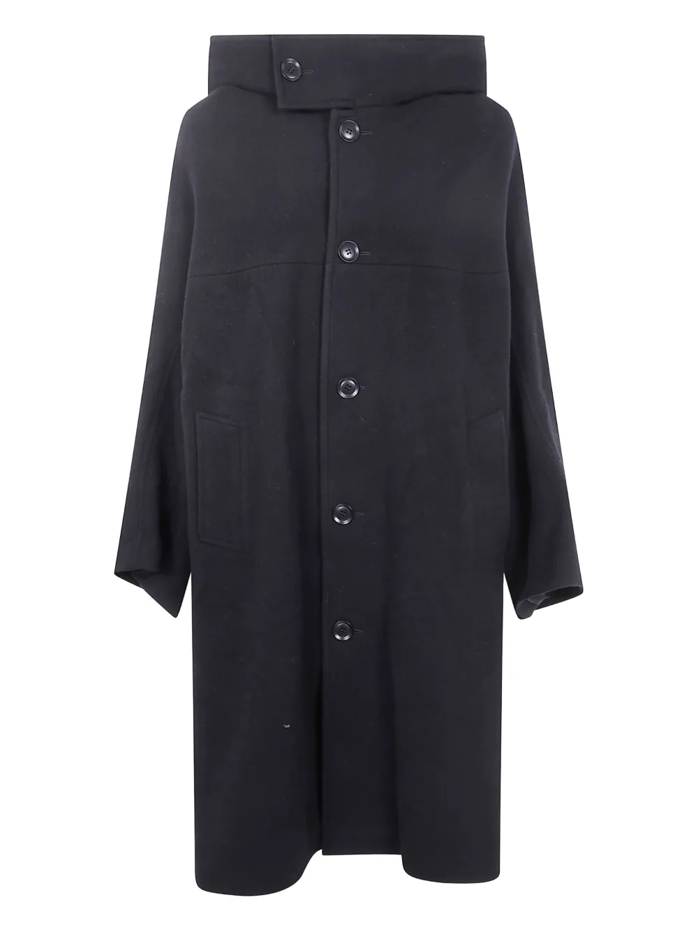 Y's Hooded Button-down Wool Coat